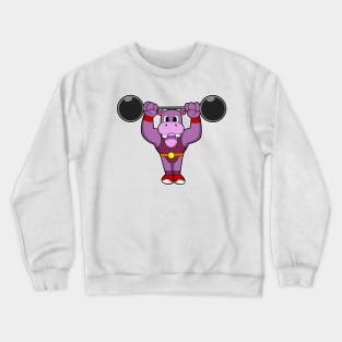 Hippo at Bodybuilding with Barbell Crewneck Sweatshirt